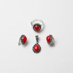 Pure 92.5 Silver Marka style pendant, earrings and ring set