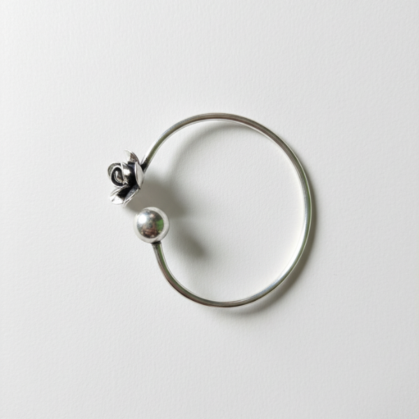 Silver-Toned Open Rose Cuff Bracelet