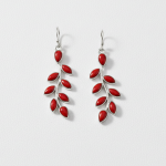 Pure 92.5 Silver Elegant leaf style with red stone detailing