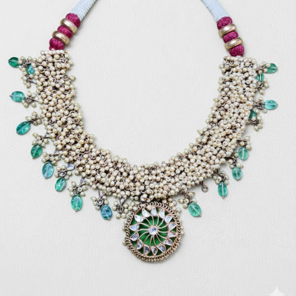 Regal Seed Pearl & Polki Choker Neck